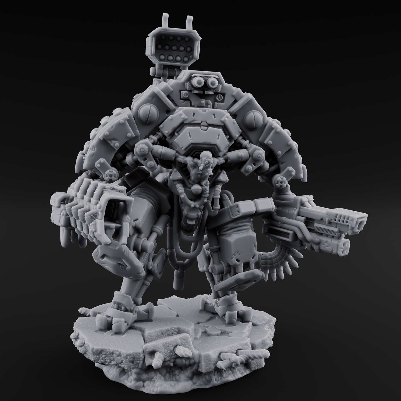 Junkyard Stomping Necrolinked Mech C Miniature for Dungeons and Dragons, Pathfinder or other TTRPGs