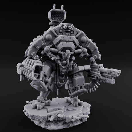 Junkyard Stomping Necrolinked Mech C Miniature for Dungeons and Dragons, Pathfinder or other TTRPGs