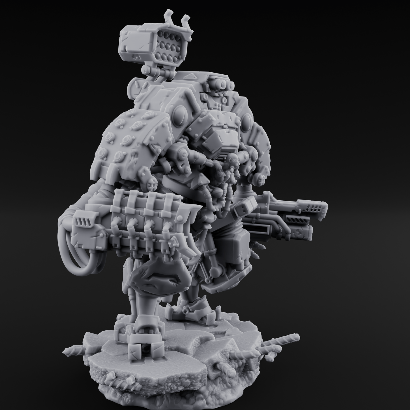 Junkyard Stomping Necrolinked Mech C Miniature for Dungeons and Dragons, Pathfinder or other TTRPGs