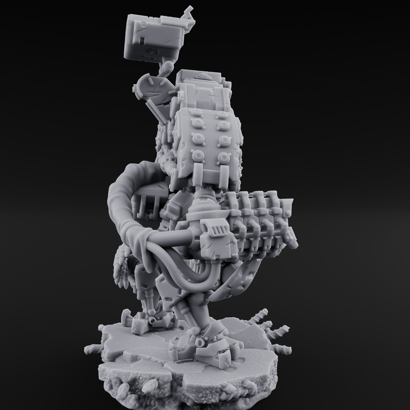 Junkyard Stomping Necrolinked Mech C Miniature for Dungeons and Dragons, Pathfinder or other TTRPGs