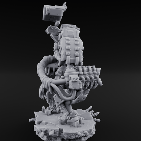 Junkyard Stomping Necrolinked Mech C Miniature for Dungeons and Dragons, Pathfinder or other TTRPGs