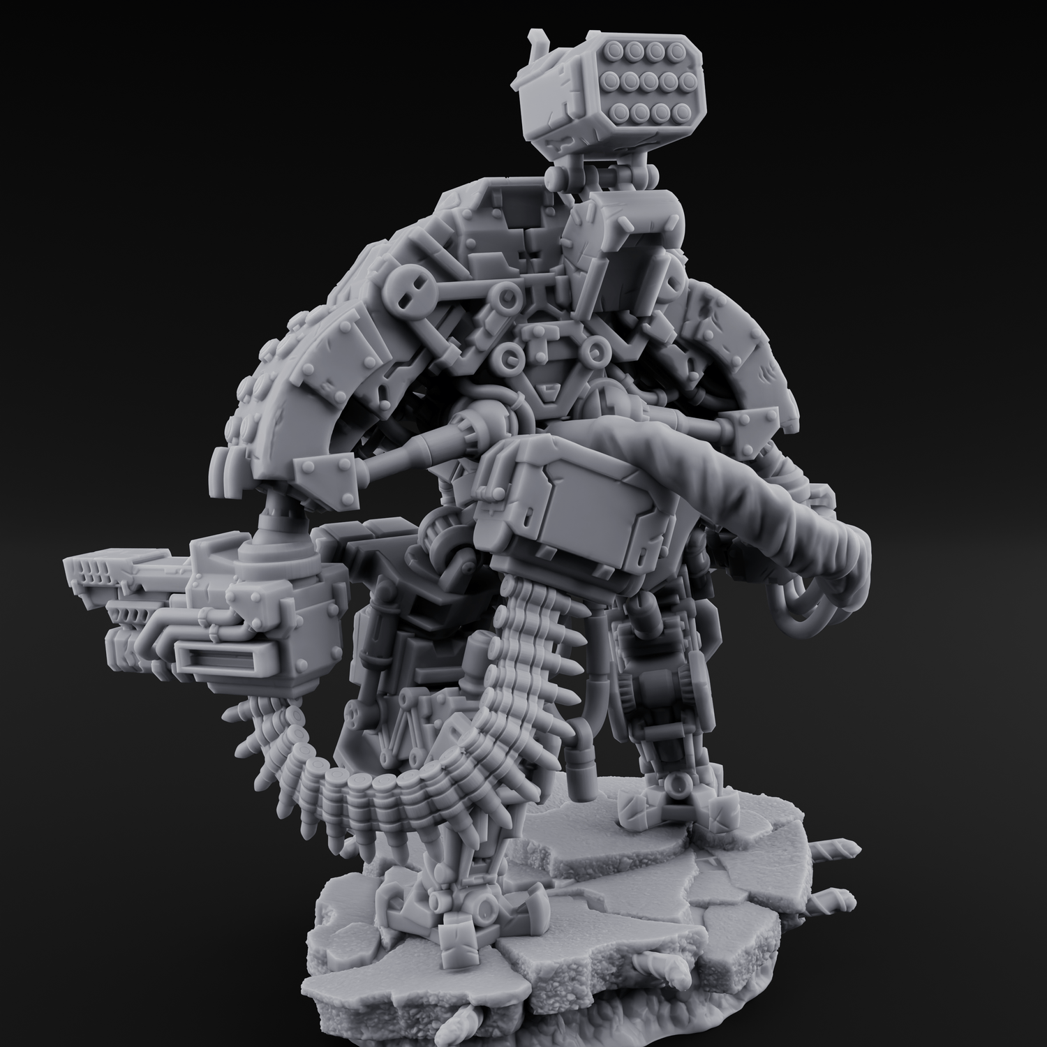 Junkyard Stomping Necrolinked Mech C Miniature for Dungeons and Dragons, Pathfinder or other TTRPGs