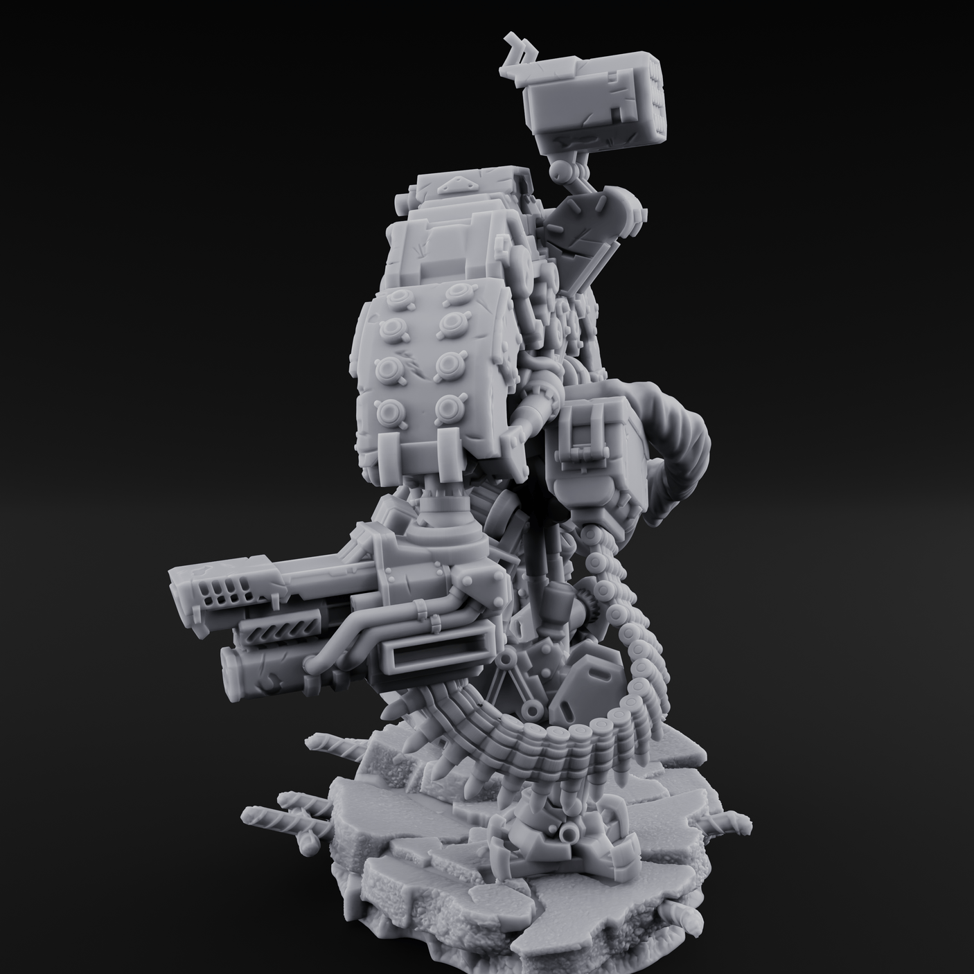 Junkyard Stomping Necrolinked Mech C Miniature for Dungeons and Dragons, Pathfinder or other TTRPGs