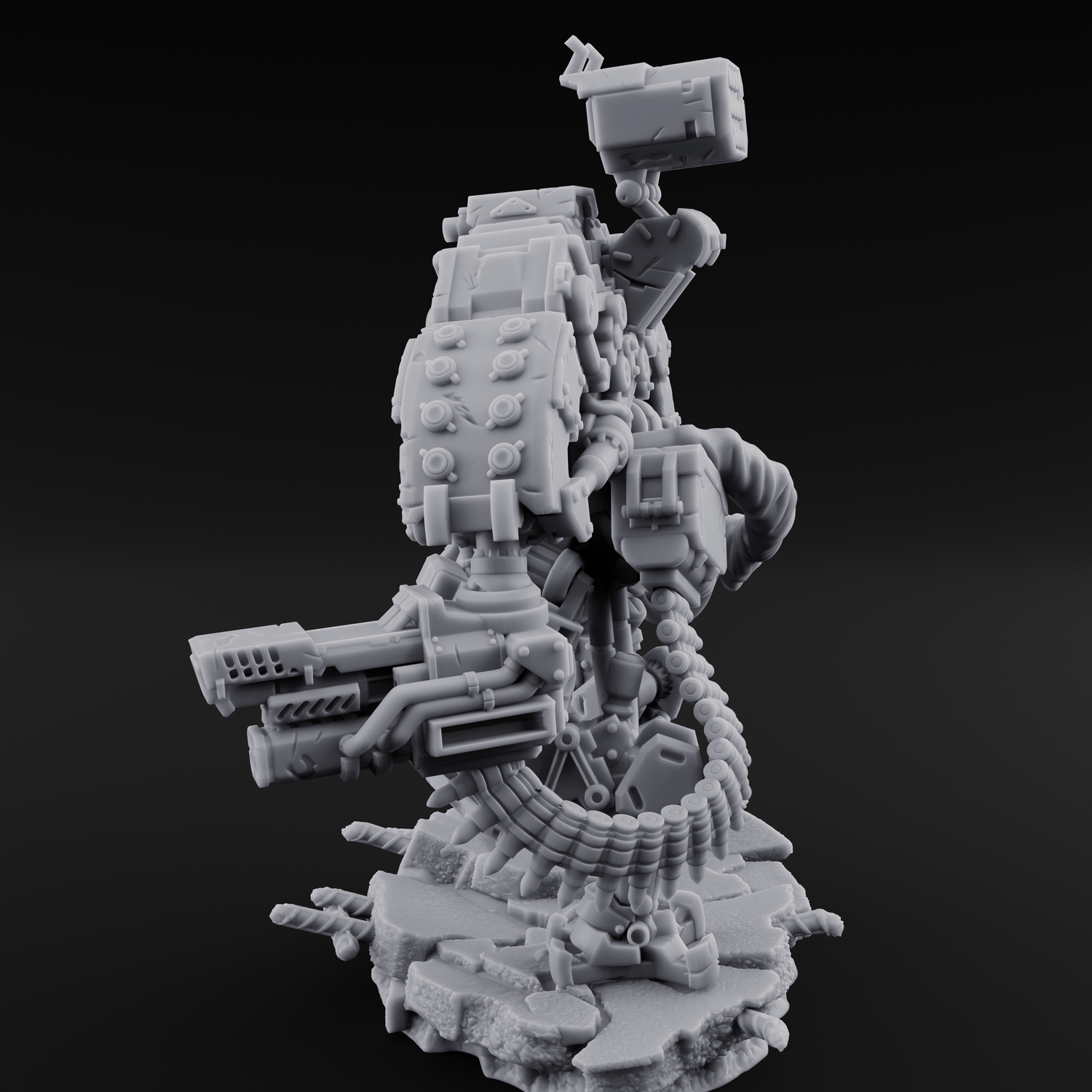 Junkyard Stomping Necrolinked Mech C Miniature for Dungeons and Dragons, Pathfinder or other TTRPGs