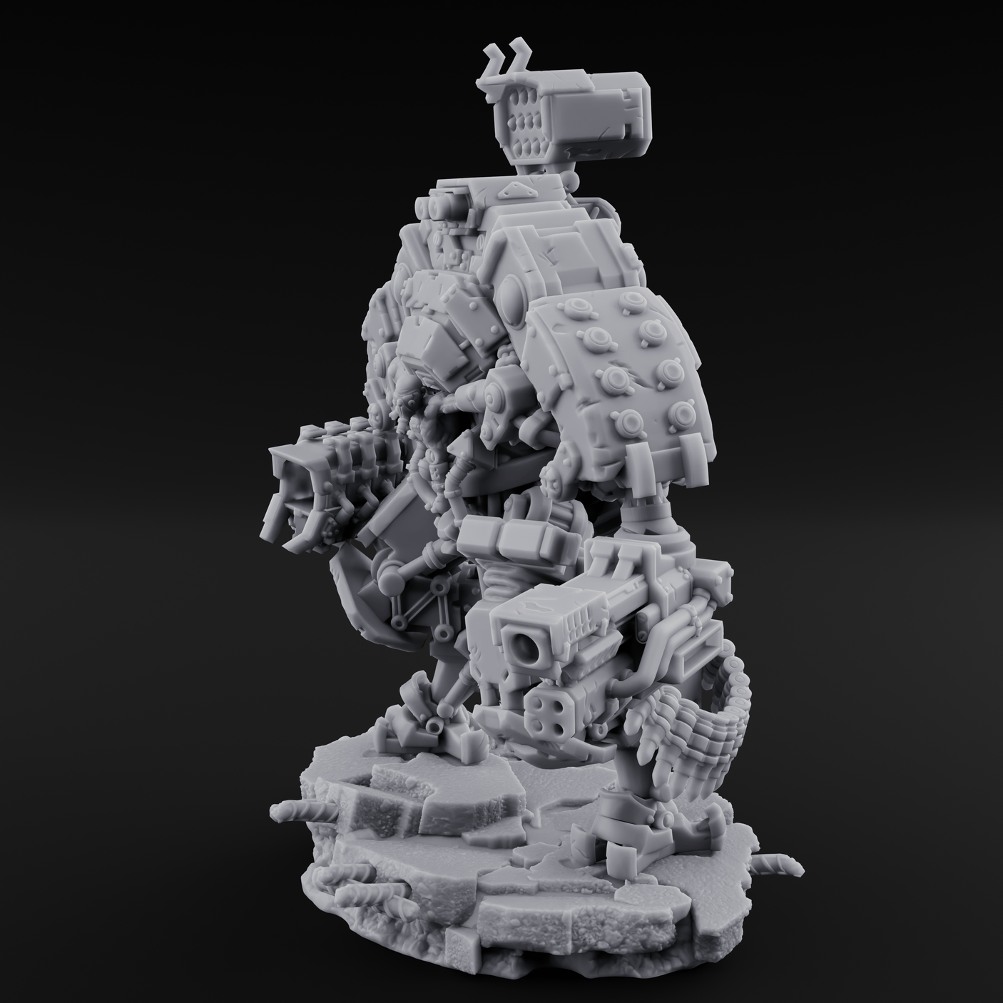 Junkyard Stomping Necrolinked Mech C Miniature for Dungeons and Dragons, Pathfinder or other TTRPGs