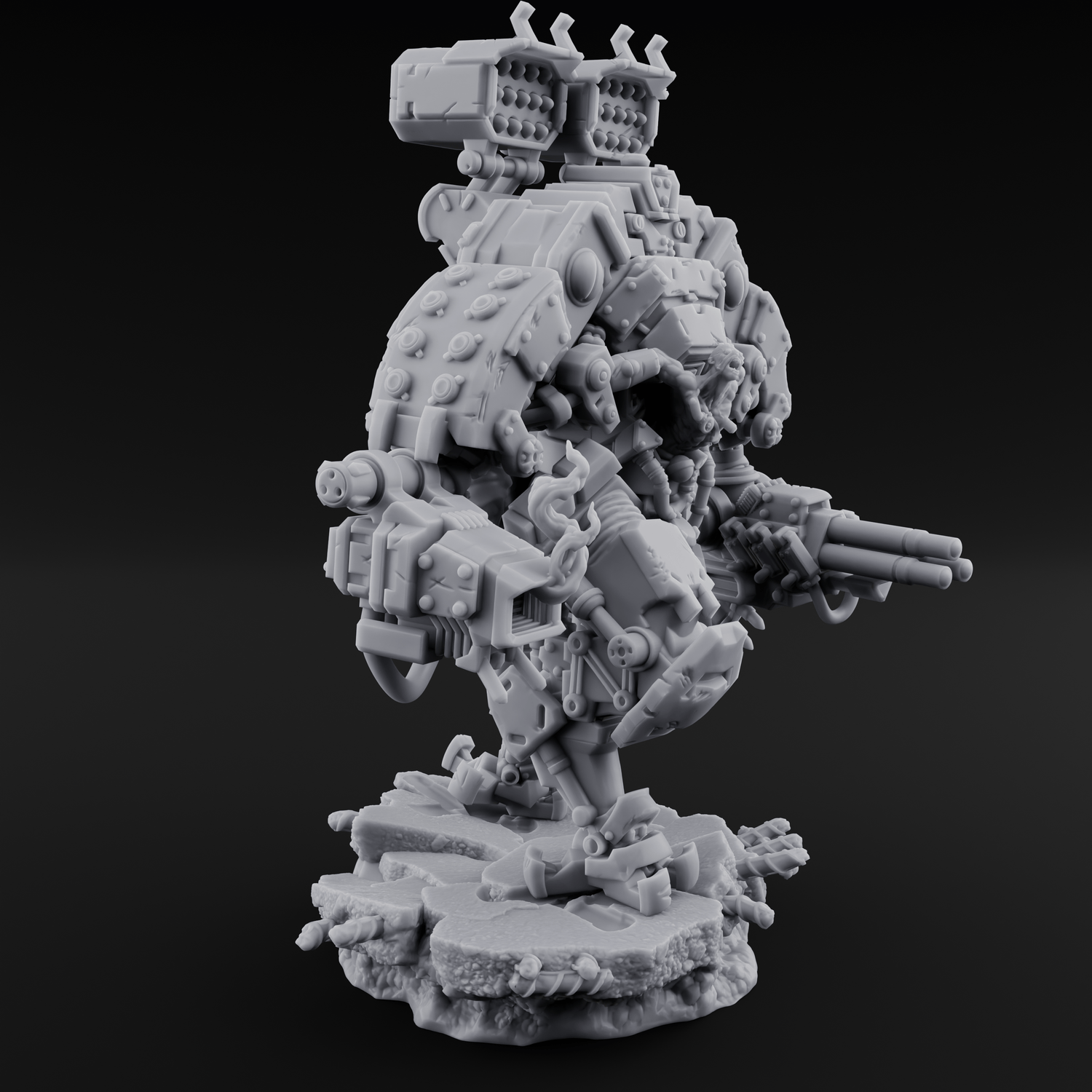 Junkyard Stomping Necrolinked Mech D Miniature for Dungeons and Dragons, Pathfinder or other TTRPGs