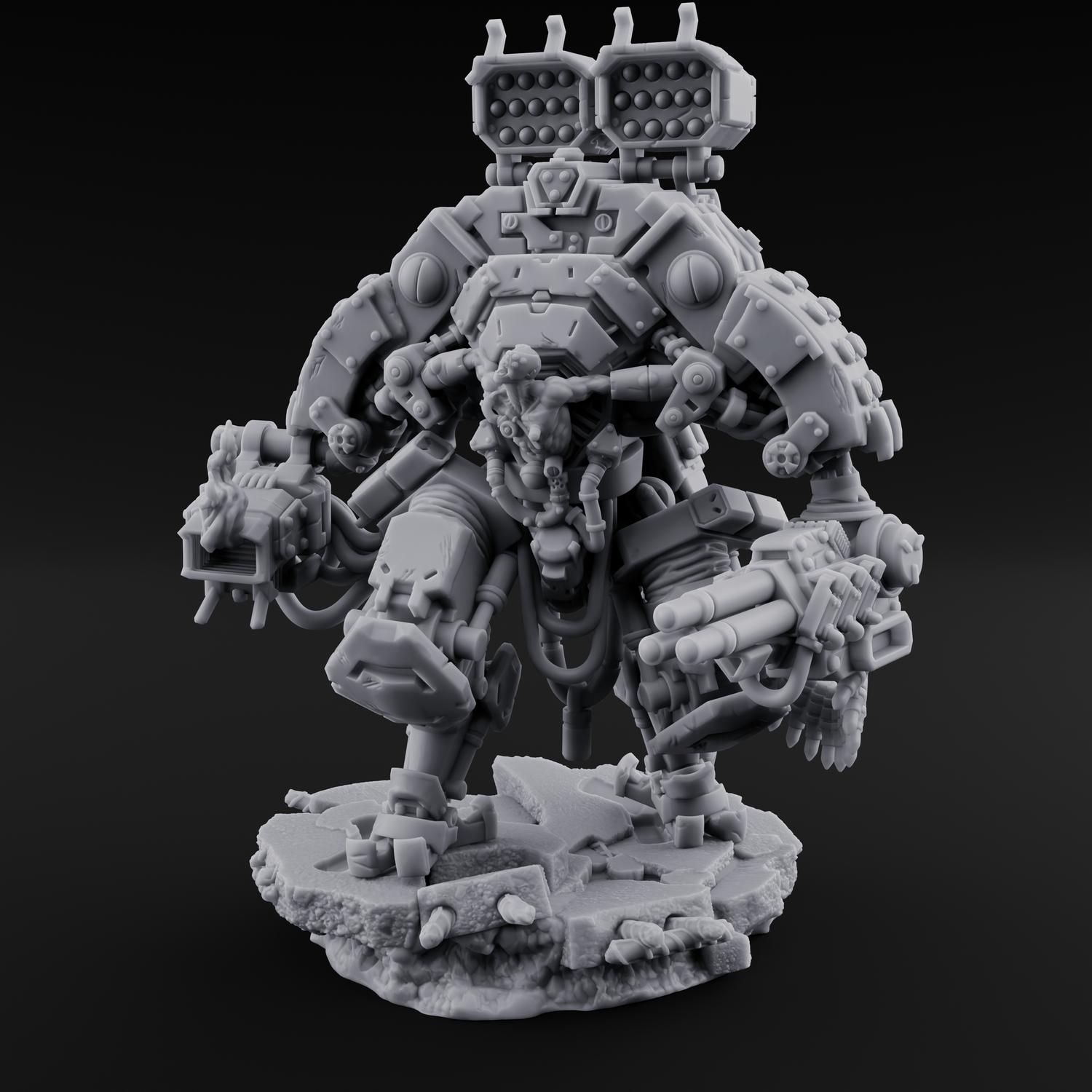 Junkyard Stomping Necrolinked Mech D Miniature for Dungeons and Dragons, Pathfinder or other TTRPGs