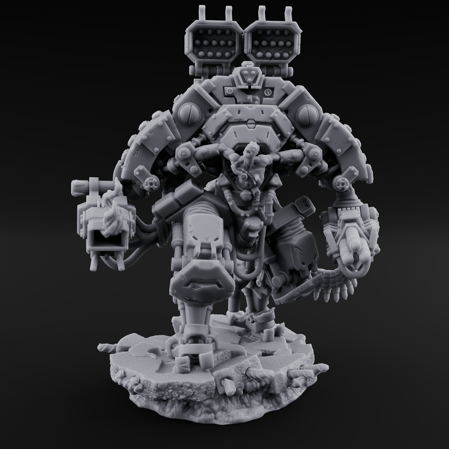 Junkyard Stomping Necrolinked Mech D Miniature for Dungeons and Dragons, Pathfinder or other TTRPGs