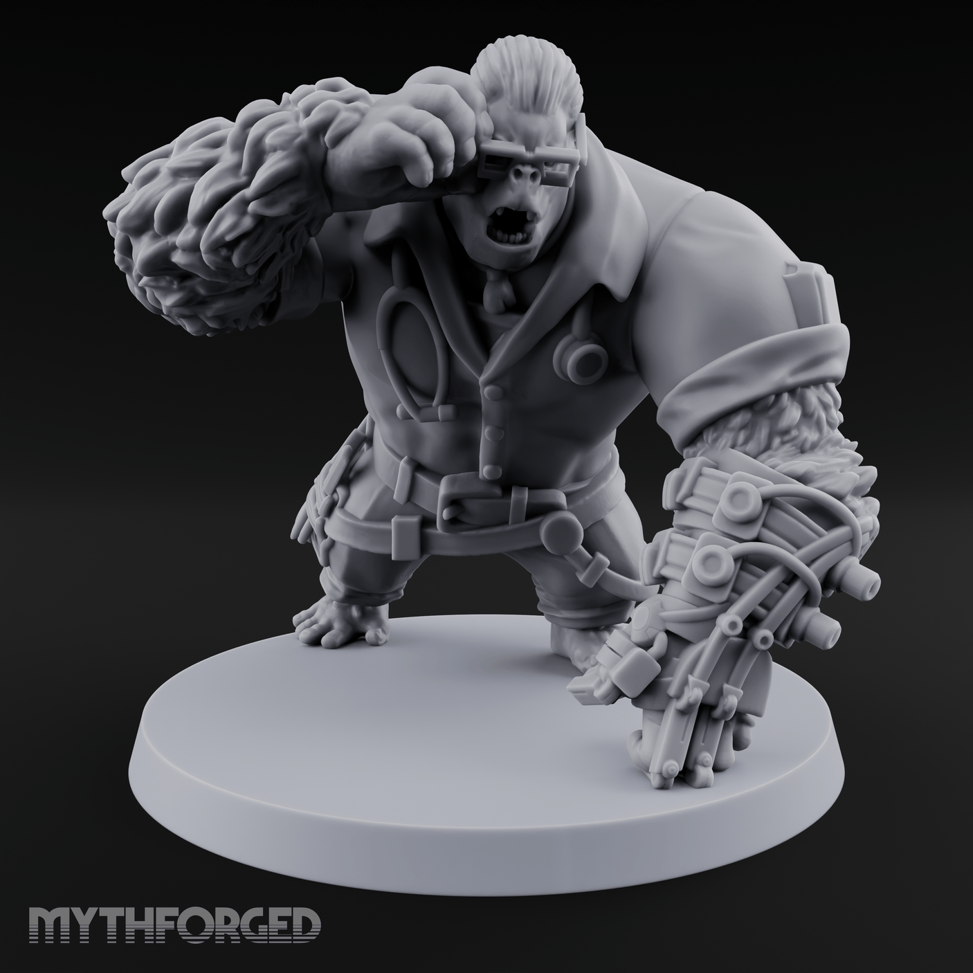 Glasses Adjusting Cyborg Gorilla Artificer Miniature for Dungeons and Dragons, Pathfinder or other TTRPGs