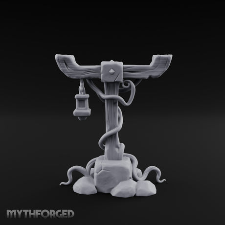 Vine-Coiled Lantern-Swaying Torii Lamp Post Miniature for Dungeons and Dragons, Pathfinder or other TTRPGs