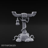 Vine-Coiled Lantern-Swaying Torii Lamp Post Miniature for Dungeons and Dragons, Pathfinder or other TTRPGs