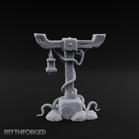 Vine-Coiled Lantern-Swaying Torii Lamp Post Miniature for Dungeons and Dragons, Pathfinder or other TTRPGs