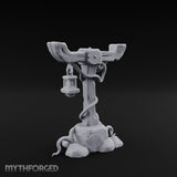 Vine-Coiled Lantern-Swaying Torii Lamp Post Miniature for Dungeons and Dragons, Pathfinder or other TTRPGs