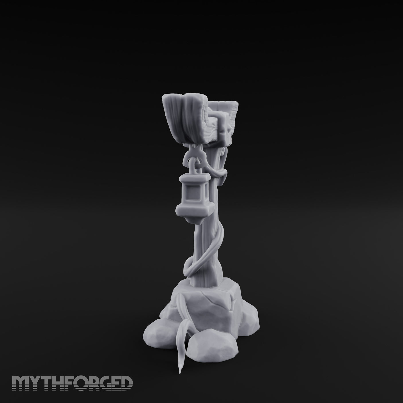Vine-Coiled Lantern-Swaying Torii Lamp Post Miniature for Dungeons and Dragons, Pathfinder or other TTRPGs