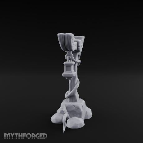 Vine-Coiled Lantern-Swaying Torii Lamp Post Miniature for Dungeons and Dragons, Pathfinder or other TTRPGs