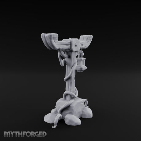 Vine-Coiled Lantern-Swaying Torii Lamp Post Miniature for Dungeons and Dragons, Pathfinder or other TTRPGs