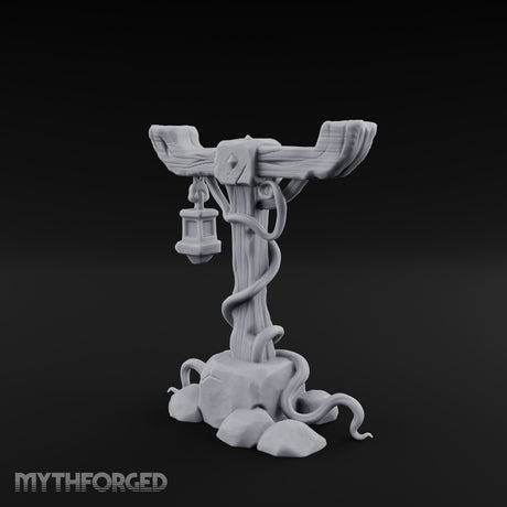 Vine-Coiled Lantern-Swaying Torii Lamp Post Miniature for Dungeons and Dragons, Pathfinder or other TTRPGs