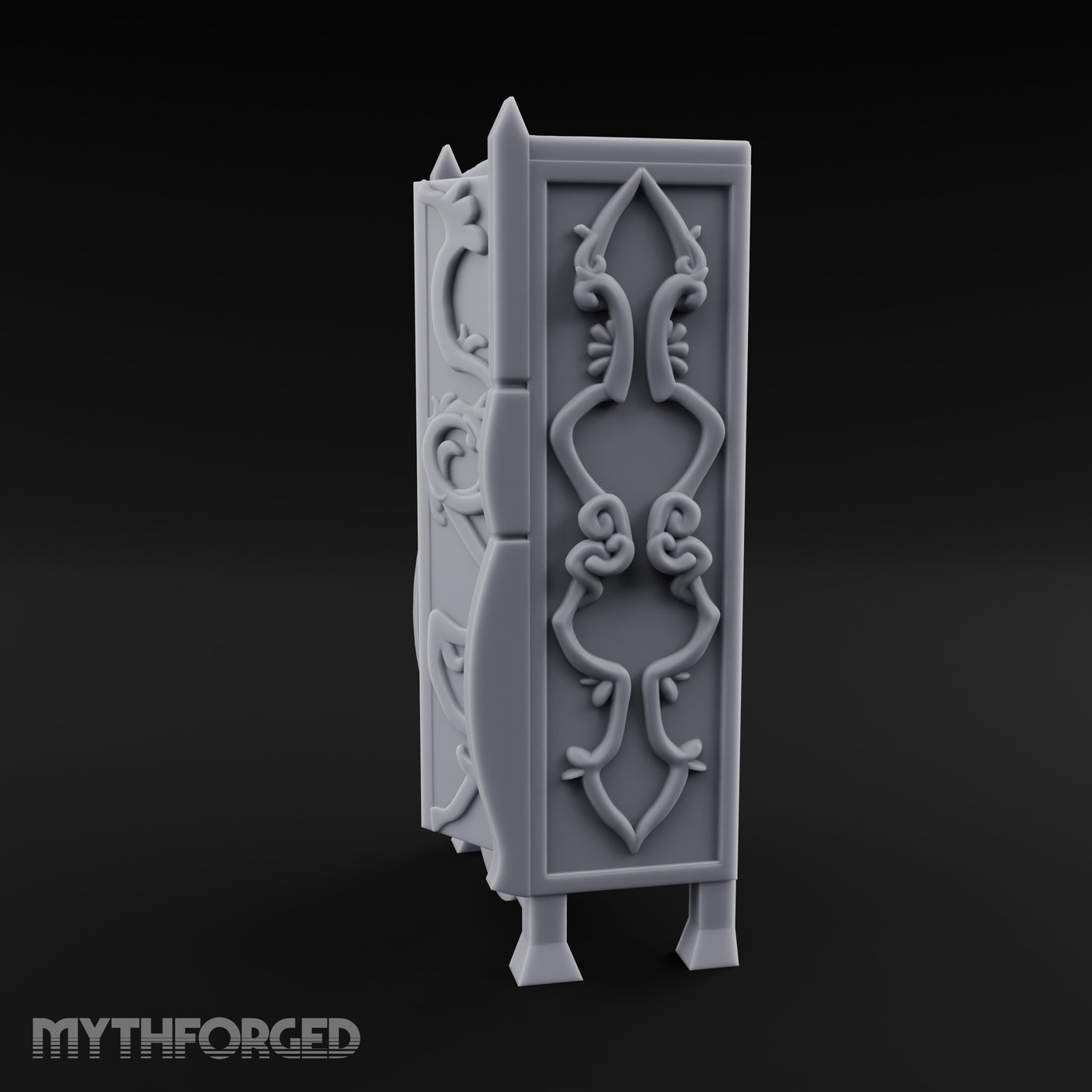 Vine-Relief Double-Paneled Noble Dresser Miniature for Dungeons and Dragons, Pathfinder or other TTRPGs