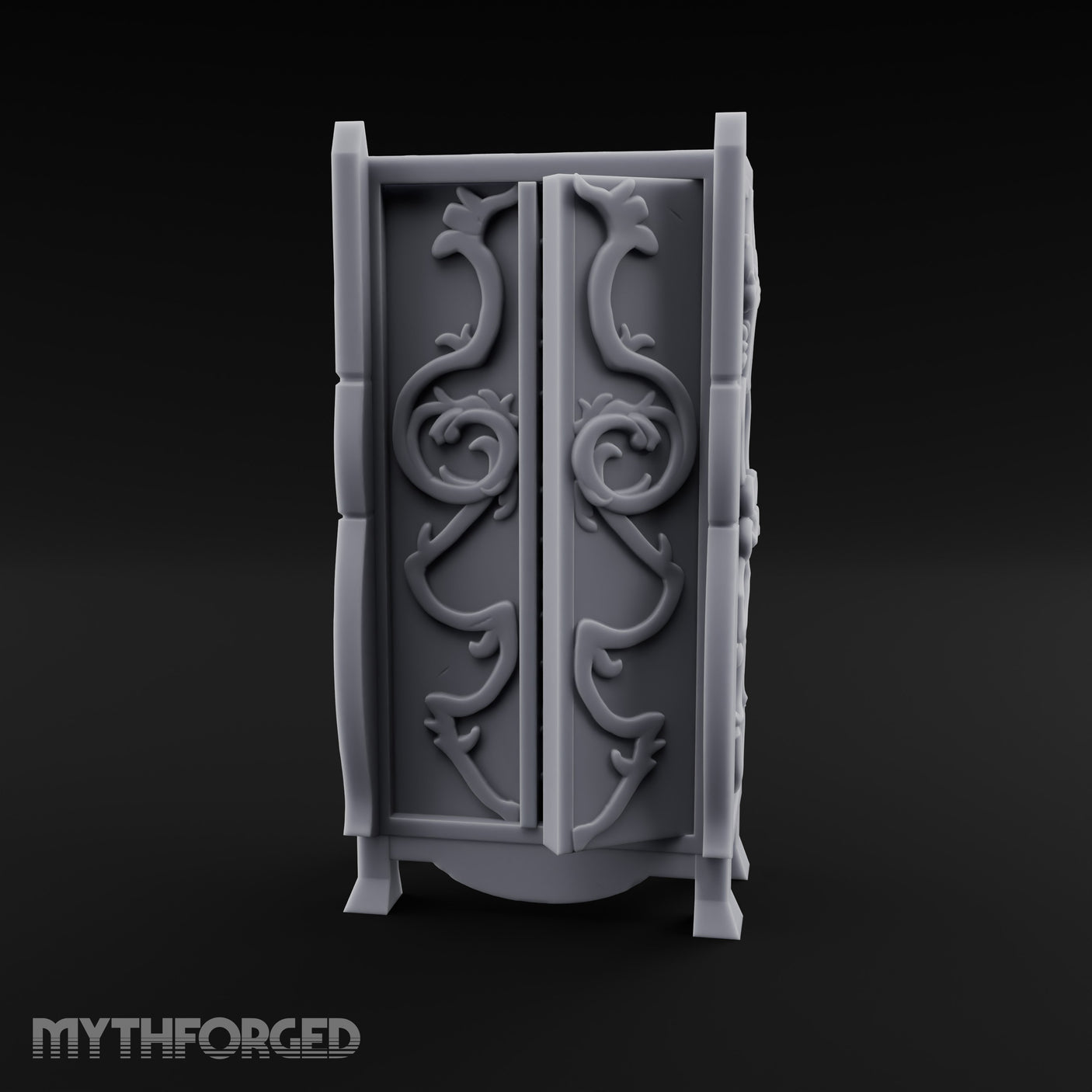 Vine-Relief Double-Paneled Noble Dresser Miniature for Dungeons and Dragons, Pathfinder or other TTRPGs