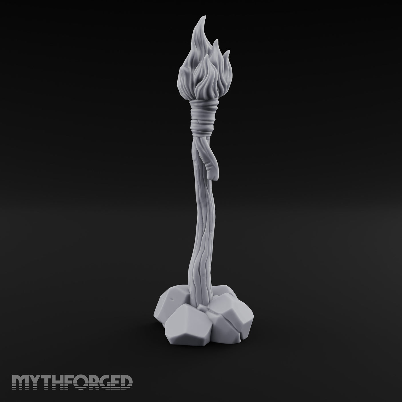 Vine-Twisted Stone-Based Standing Torch Post