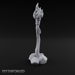 Vine-Twisted Stone-Based Standing Torch Post