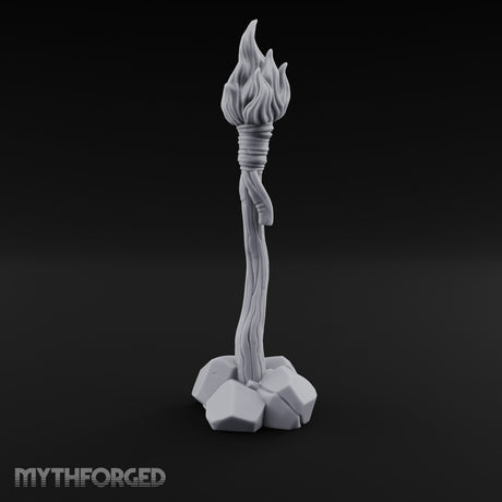 Vine-Twisted Stone-Based Standing Torch Post