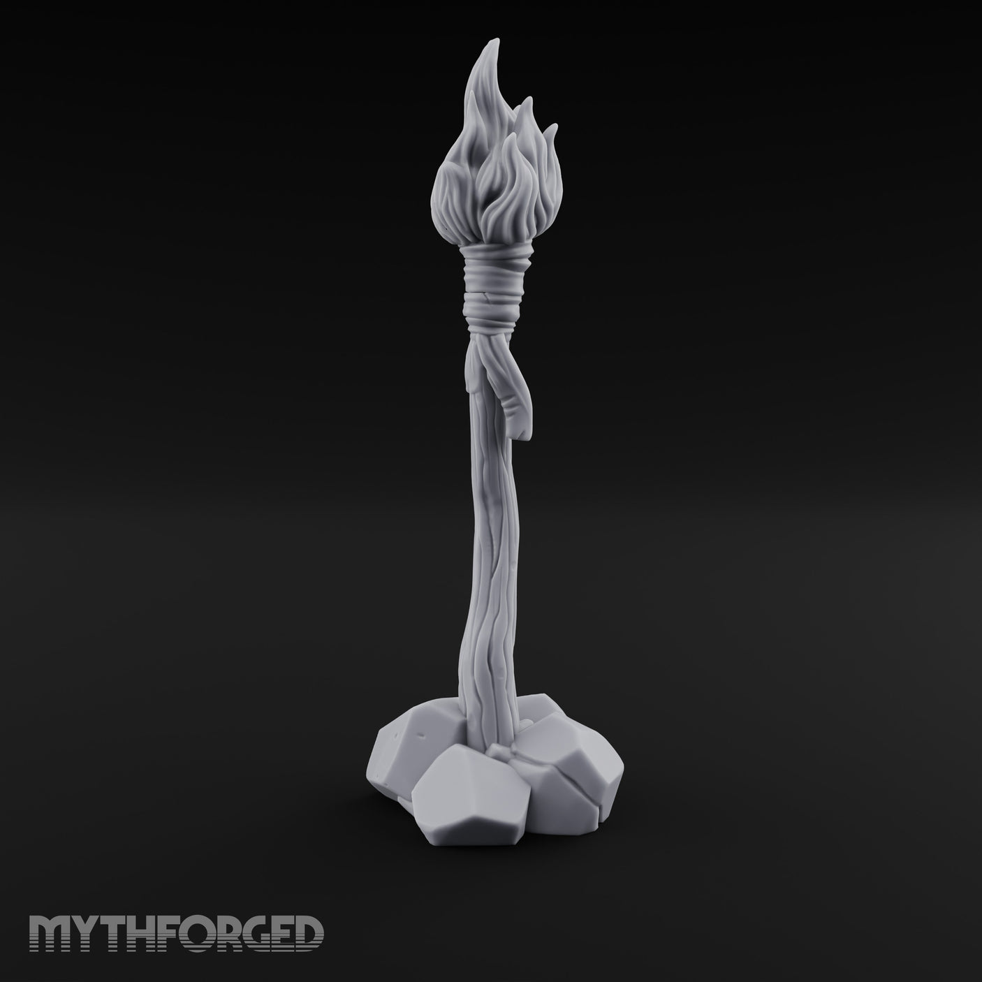 Vine-Twisted Stone-Based Standing Torch Post gallery 1
