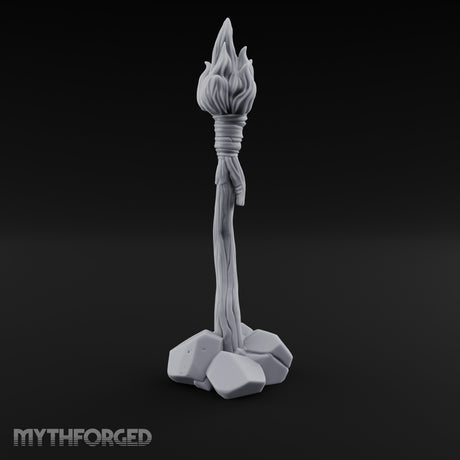 Vine-Twisted Stone-Based Standing Torch Post gallery 2