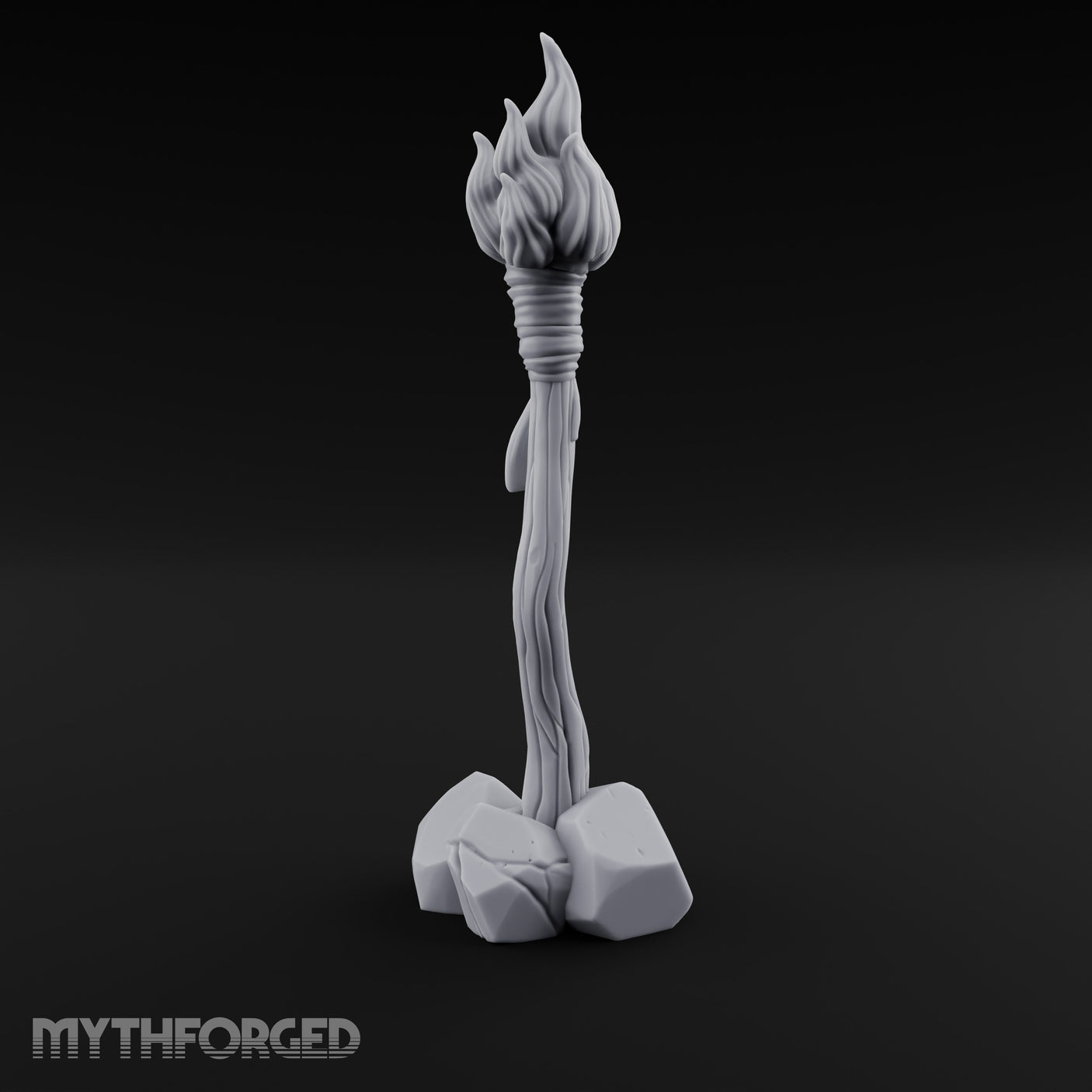 Vine-Twisted Stone-Based Standing Torch Post gallery 5