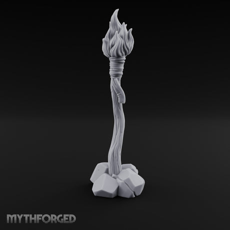 Vine-Twisted Stone-Based Standing Torch Post gallery 9