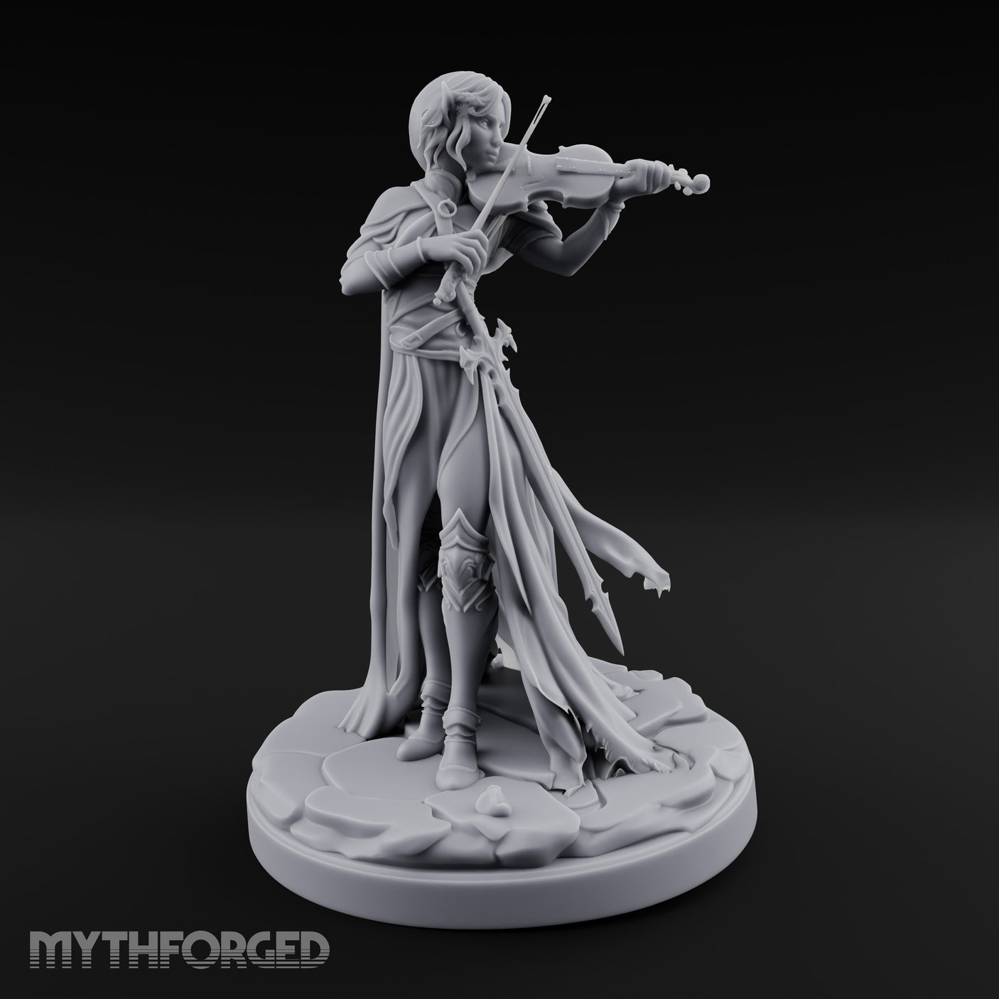 Violin Playing Cloak Trailing Elf Bard Miniature for Dungeons and Dragons, Pathfinder or other TTRPGs