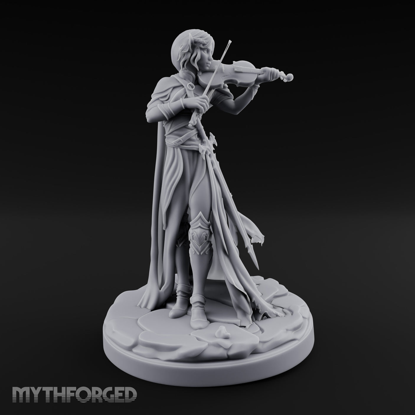 Violin Playing Cloak Trailing Elf Bard Miniature for Dungeons and Dragons, Pathfinder or other TTRPGs