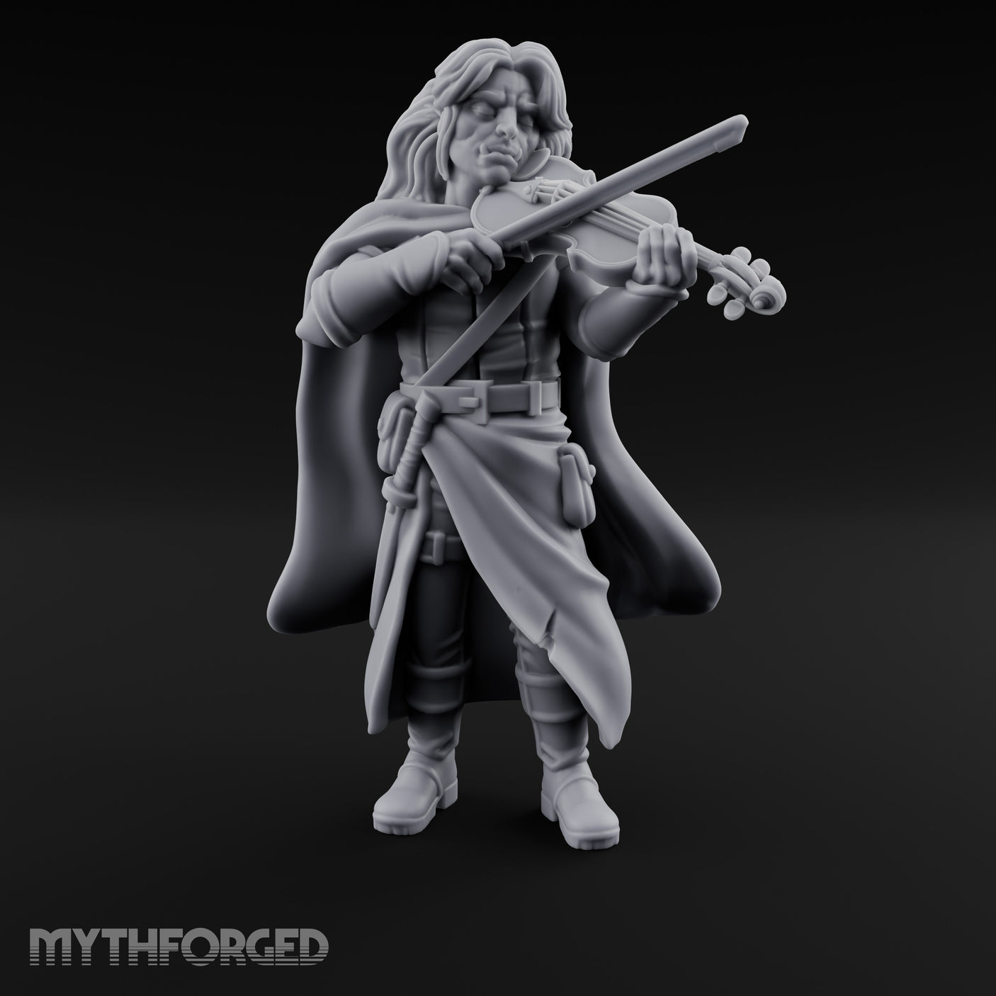 Violin Sawing Human Bard Miniature for Dungeons and Dragons, Pathfinder or other TTRPGs