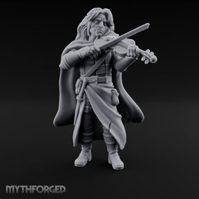 Violin Sawing Human Bard Miniature for Dungeons and Dragons, Pathfinder or other TTRPGs