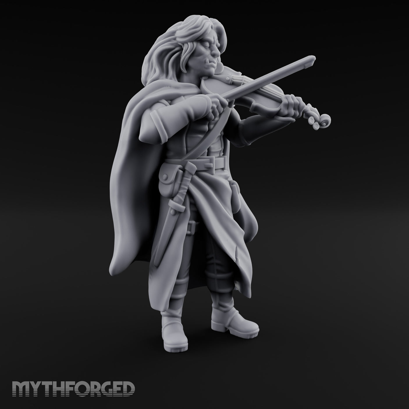 Violin Sawing Human Bard Miniature for Dungeons and Dragons, Pathfinder or other TTRPGs