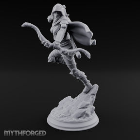 Leaping Into Action Elf Ranger Miniature for Dungeons and Dragons, Pathfinder or other TTRPGs