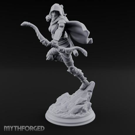 Leaping Into Action Elf Ranger Miniature for Dungeons and Dragons, Pathfinder or other TTRPGs