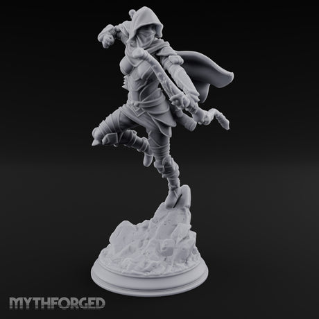 Leaping Into Action Elf Ranger Miniature for Dungeons and Dragons, Pathfinder or other TTRPGs