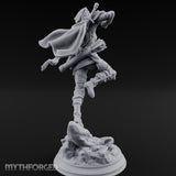 Leaping Into Action Elf Ranger Miniature for Dungeons and Dragons, Pathfinder or other TTRPGs