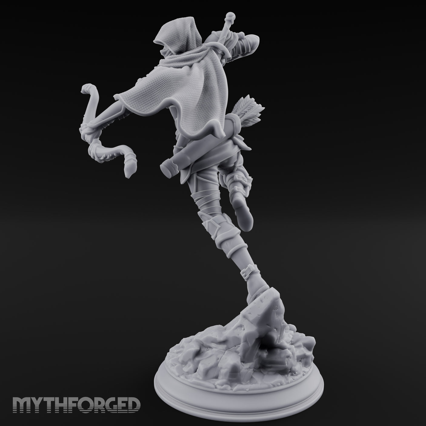 Leaping Into Action Elf Ranger Miniature for Dungeons and Dragons, Pathfinder or other TTRPGs