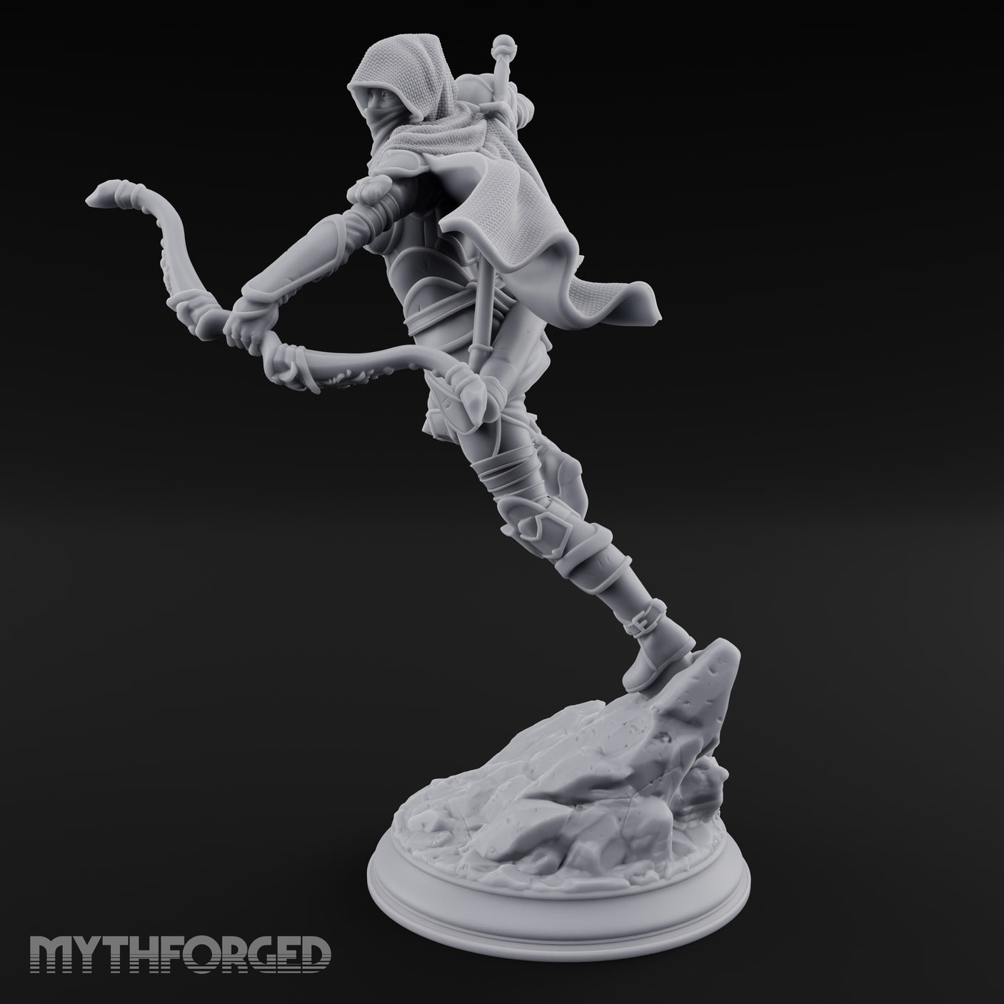 Leaping Into Action Elf Ranger Miniature for Dungeons and Dragons, Pathfinder or other TTRPGs
