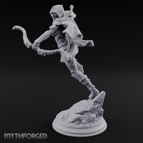 Leaping Into Action Elf Ranger Miniature for Dungeons and Dragons, Pathfinder or other TTRPGs