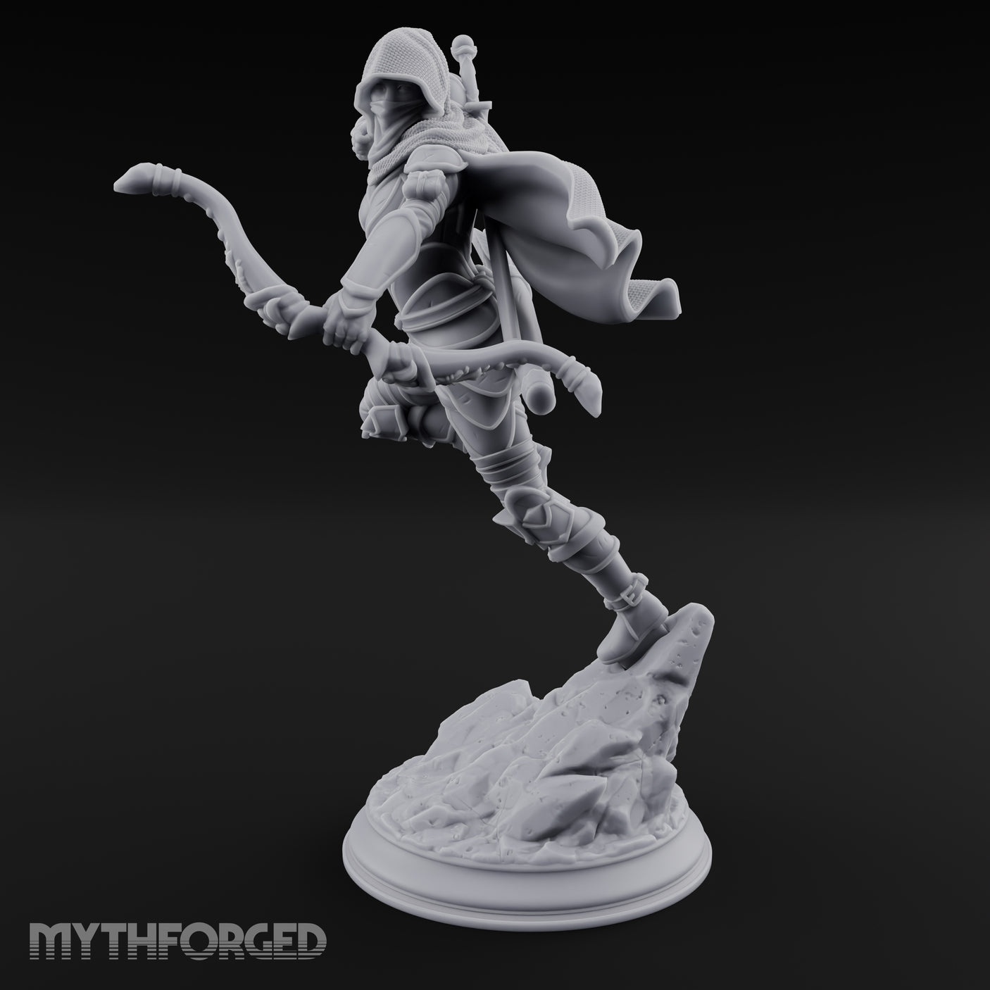 Leaping Into Action Elf Ranger Miniature for Dungeons and Dragons, Pathfinder or other TTRPGs
