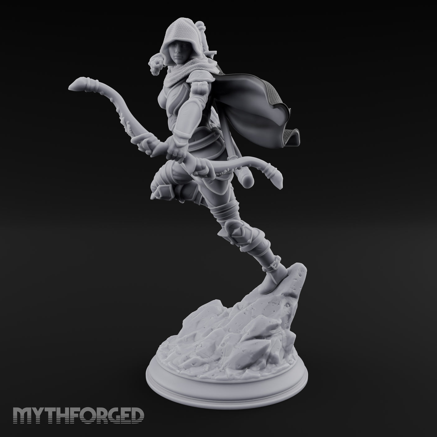 Leaping Into Action Elf Ranger Miniature for Dungeons and Dragons, Pathfinder or other TTRPGs