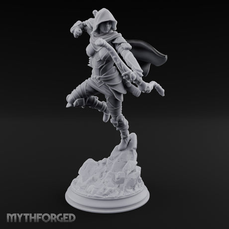 Leaping Into Action Elf Ranger Miniature for Dungeons and Dragons, Pathfinder or other TTRPGs