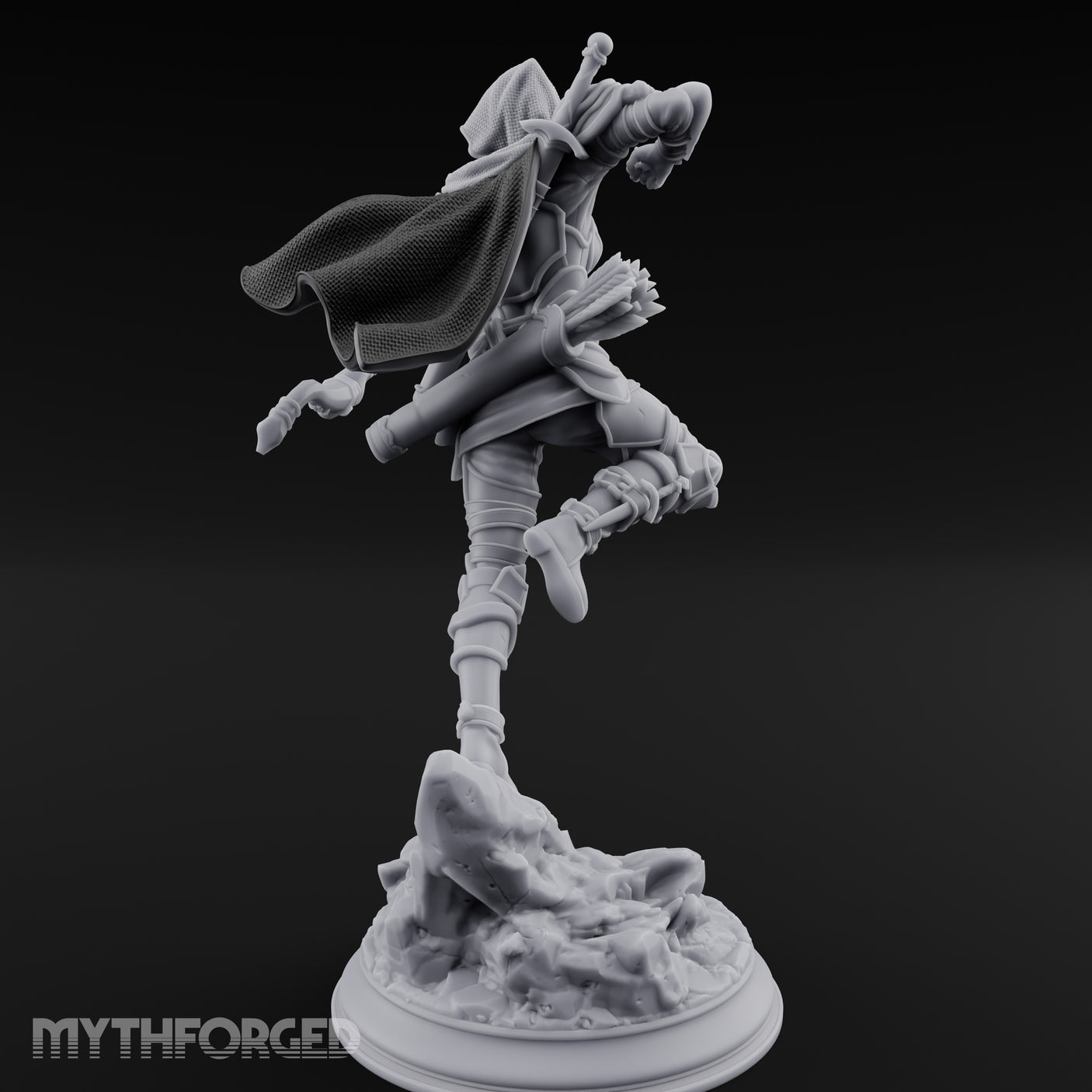 Leaping Into Action Elf Ranger Miniature for Dungeons and Dragons, Pathfinder or other TTRPGs