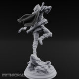 Leaping Into Action Elf Ranger Miniature for Dungeons and Dragons, Pathfinder or other TTRPGs