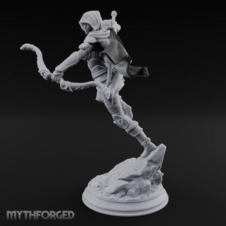 Leaping Into Action Elf Ranger Miniature for Dungeons and Dragons, Pathfinder or other TTRPGs