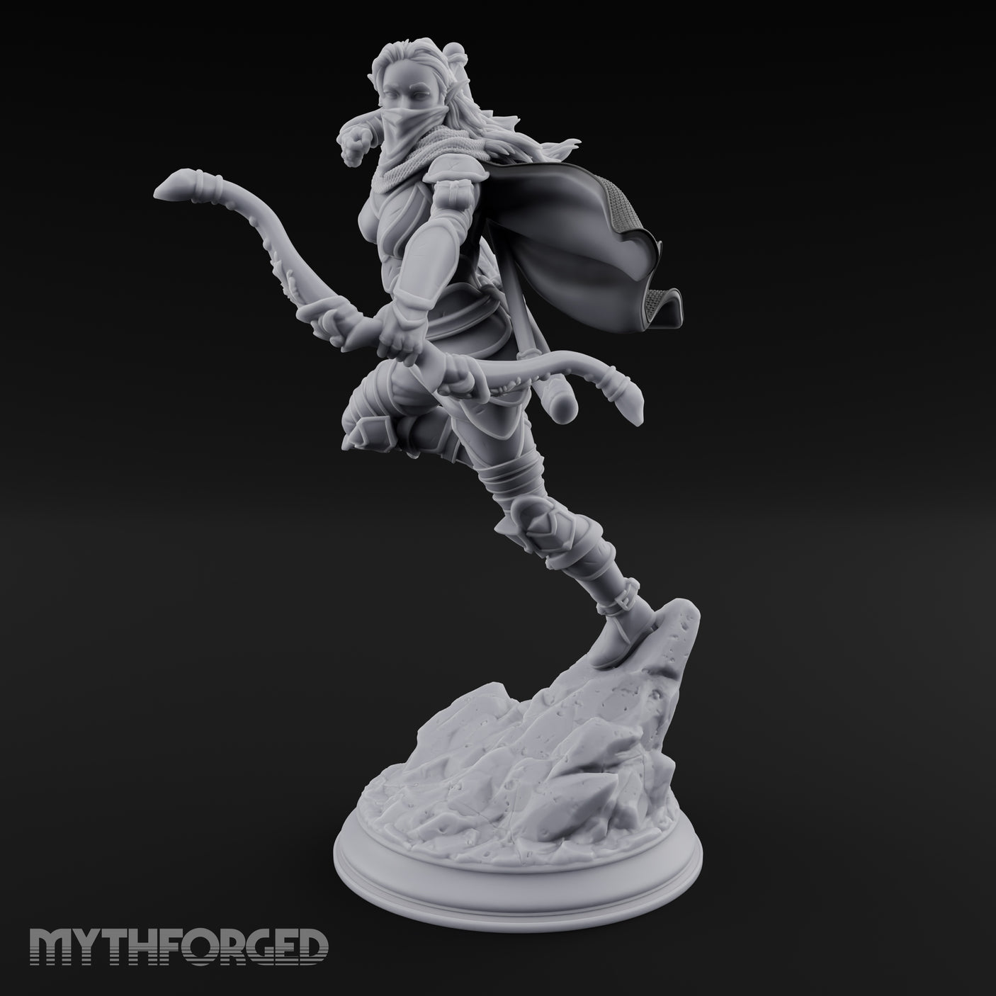 Leaping Into Action Elf Ranger Miniature for Dungeons and Dragons, Pathfinder or other TTRPGs