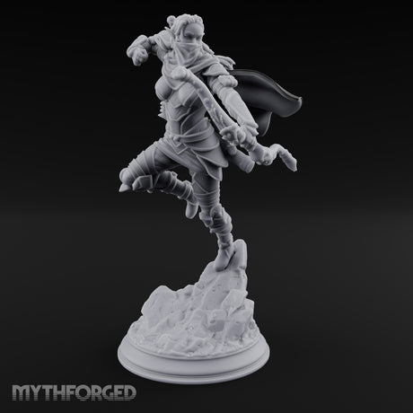 Leaping Into Action Elf Ranger Miniature for Dungeons and Dragons, Pathfinder or other TTRPGs